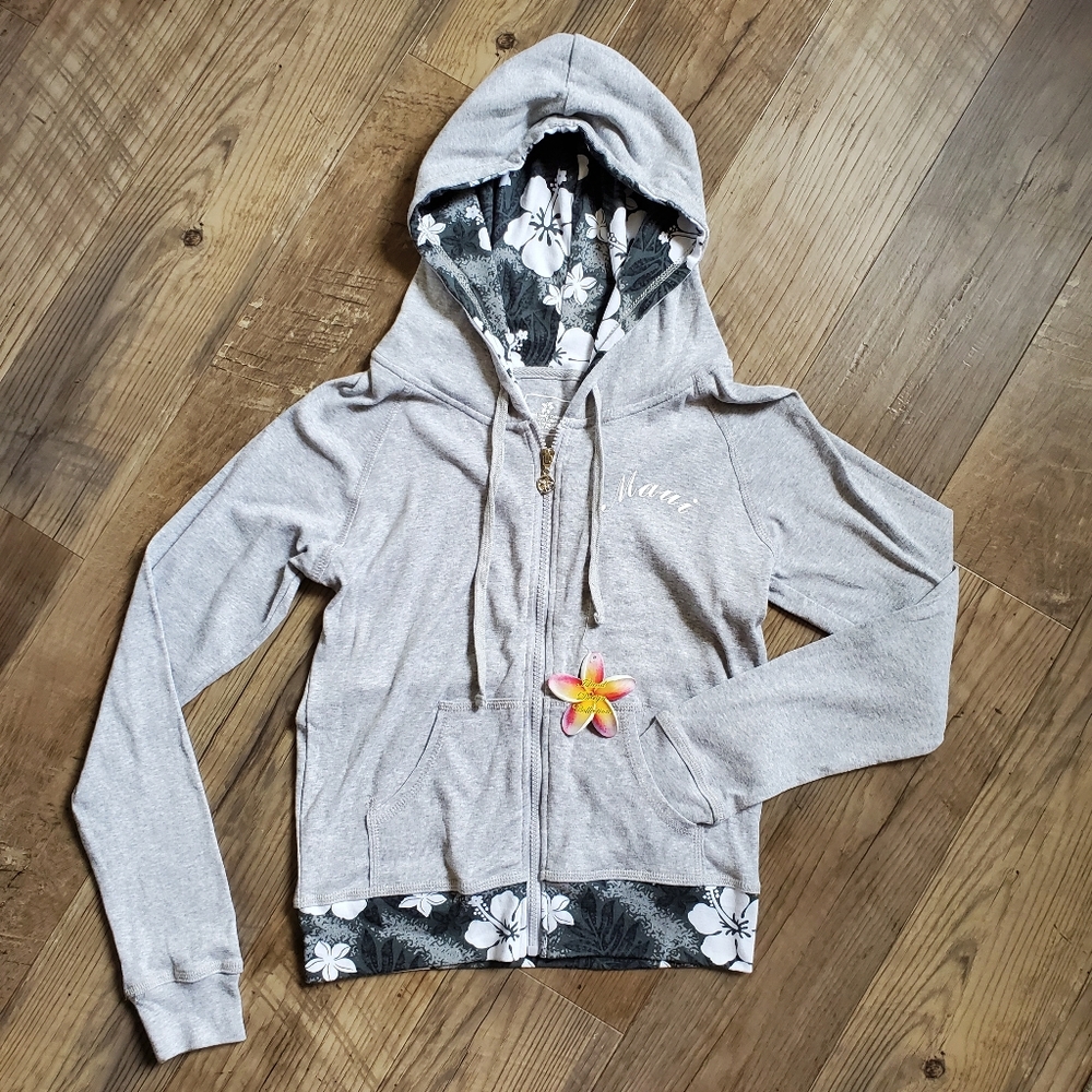 New Hawaiian Sweater Jacket with Hood and Pockets. Size: Small